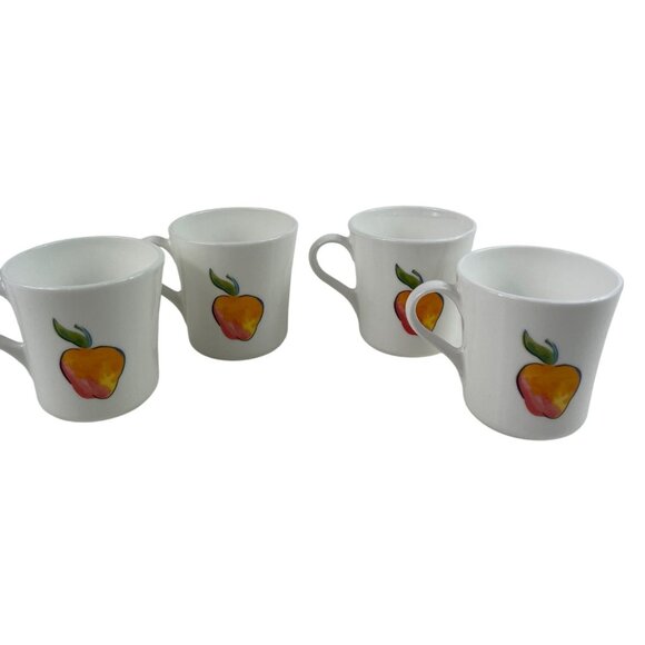 Corning Ware Coffee Mugs Lot of 4 Corelle Fruit Basket Cups Cherry Apple - Picture 5 of 10